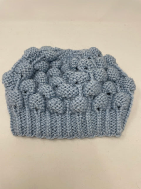 Adult Light Blue Multi Superfine Merino Wool Knit Pinecone Hat