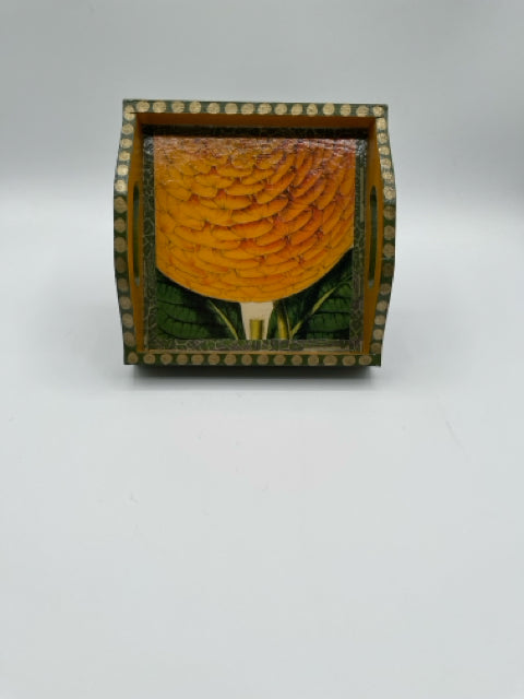 Decoupage Tray With Marigold Design