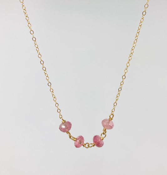 Pink Tourmaline and Gold Filled Necklace