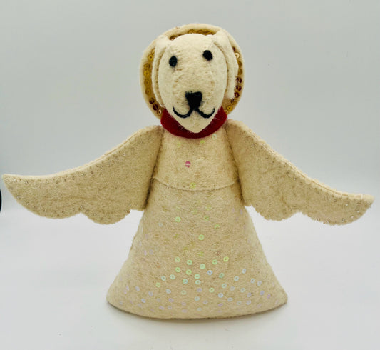 White Dog Angel Tree Topper