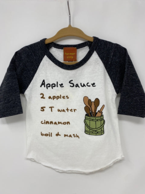 3-6 M White Black Applesauce Recipe Raglan Shirt