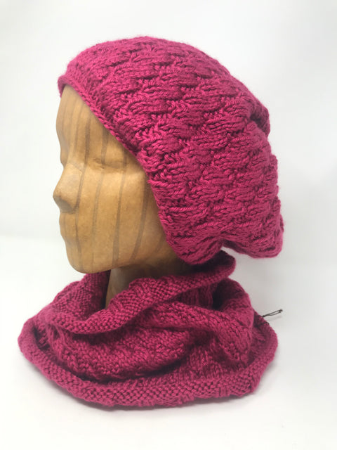 Fuchsia Acrylic Cable Knit Cowl