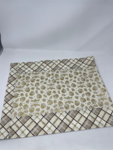 Neutral Metallic Plaid Table Runner