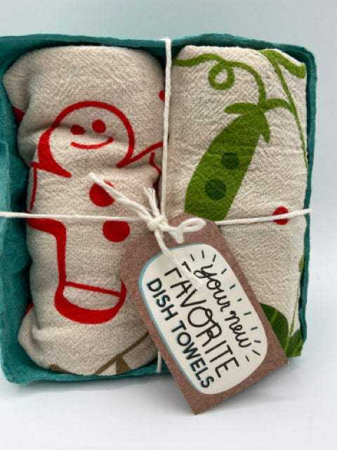 Holiday Gift Set - 1 each of  Peas on Earth and  Season's Eatings Towel