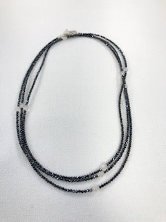 Mystic Blue Spinel, White Topaz and Silver Necklace