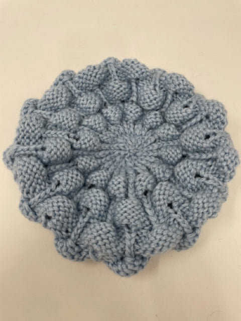 Adult Light Blue Multi Superfine Merino Wool Knit Pinecone Hat