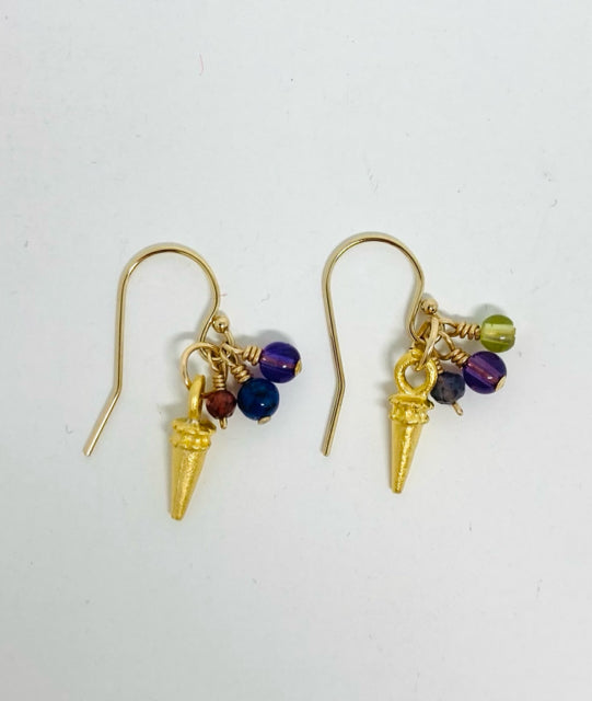 Dagger with Semi-Precious Cluster Earrings