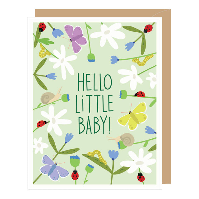 Hello Baby Ladybugs New Baby Card