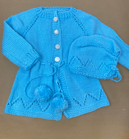 2 Y Aqua Acrylic Knit Cardigan Set