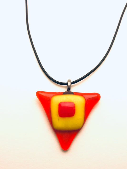 Necklace with fused Glass Pendant, small Pendant, triangular