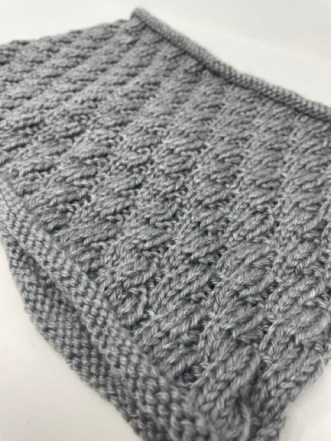 Gray Acrylic Cable Knit Cowl