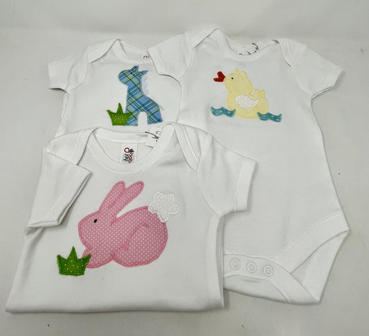 6-12M Onesie Short Sleeve w/Animal Applique