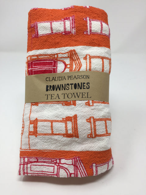 Orange & Red Brownstone Tea Towel