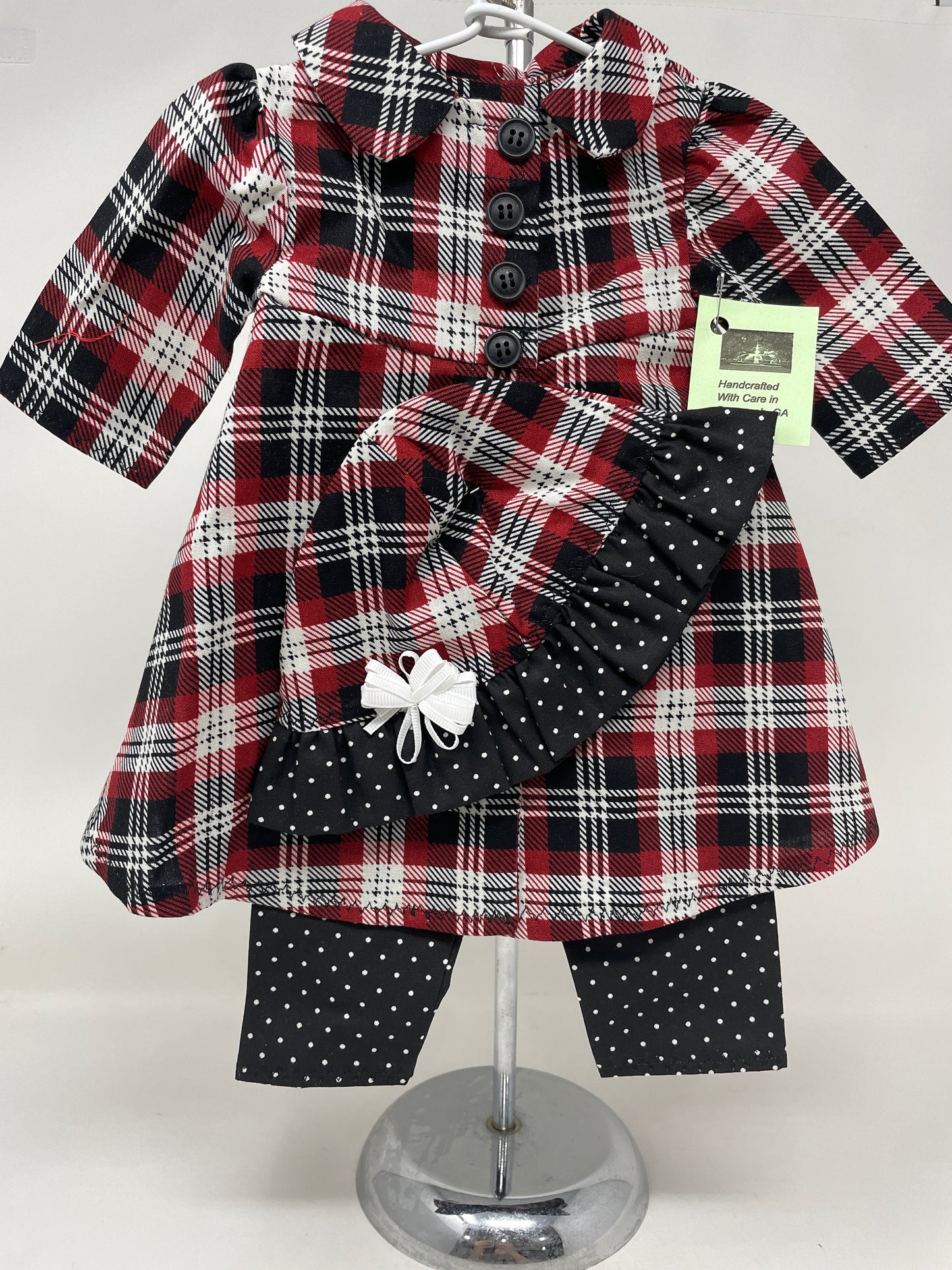 Black/Red/White Plaid Coat Set for 18 in Set