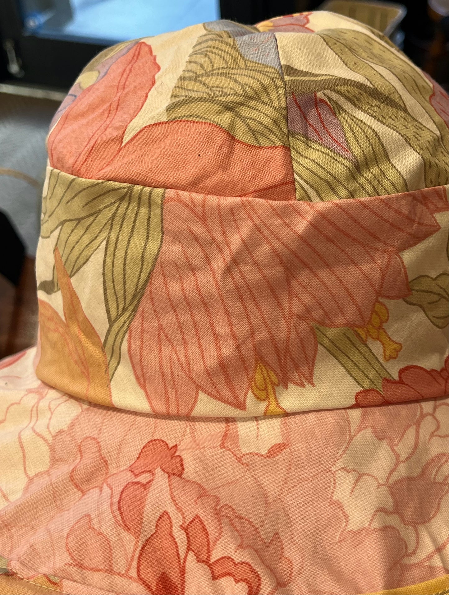 Pink Multi Colored Scalloped Edge Sun Hat