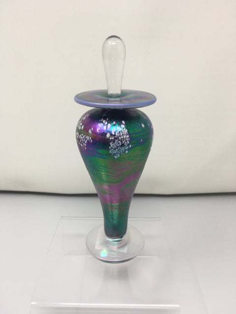 Multi-Colored Handblown Perfume Bottle With Stopper