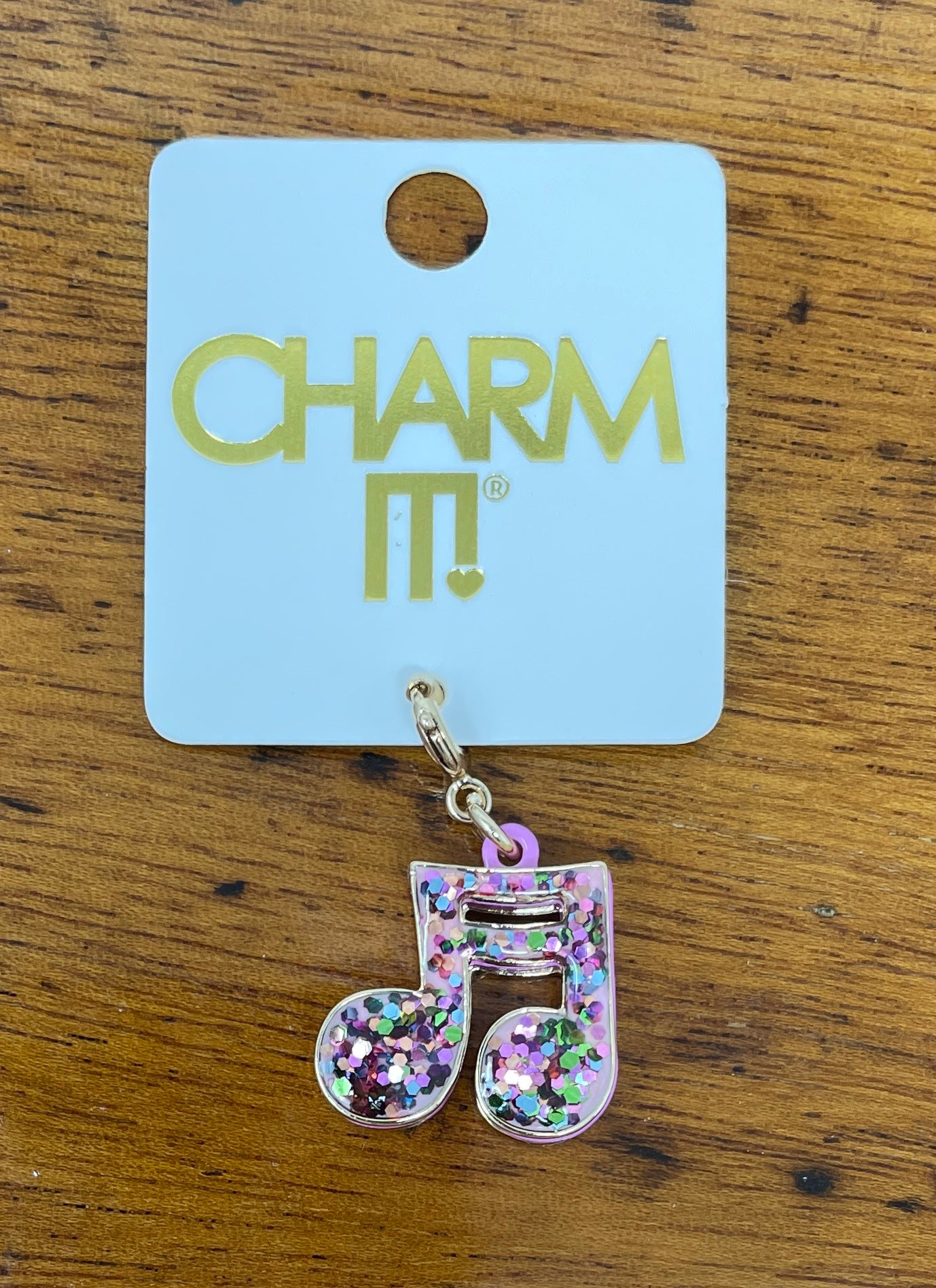 Gold Glitter Music Note Charm