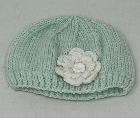 Infant Acrylic Pale Green Knit Hat