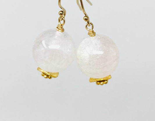 Rose Quartz Ball Earrings