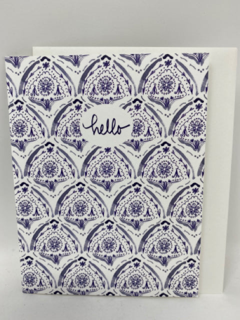 Indigo Fishscale Hello Blank Card