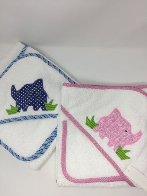 Baby hooded towels w/wash cloth: Applique Yellow Duck, Pink Bunny, Horse, Dog