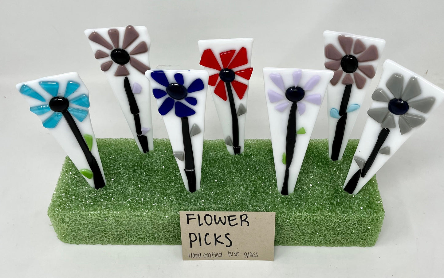 Fused Glass Flower Picks