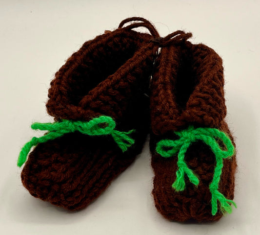 1-2 Y Brown Acrylic Knit Slippers