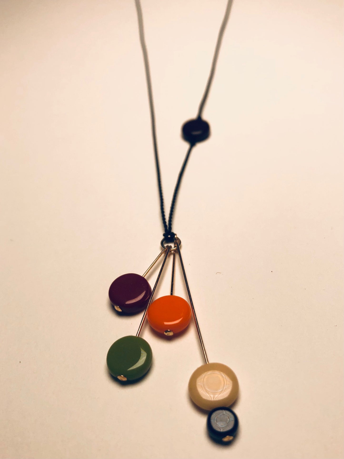 Retro Disks on Gold Pins Necklace