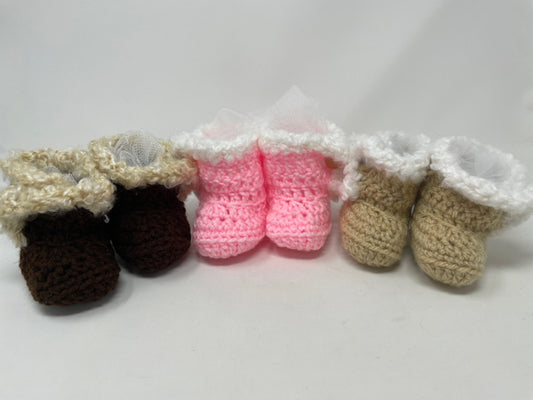 0-6 M Baby "Ugg" Acrylic Crochet Booties