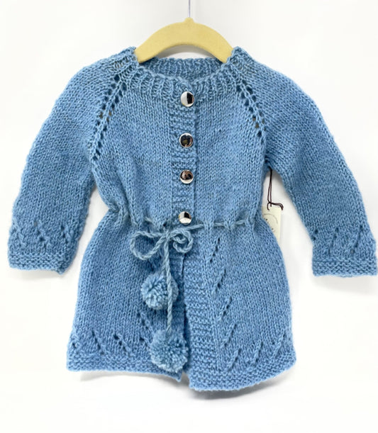18-24 M Y Dusty Blue Wool Lace Knit Cardigan/Jacket