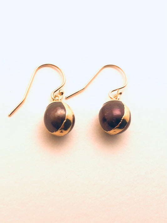 Purple Pearl wrapped in Vermeil Earrings