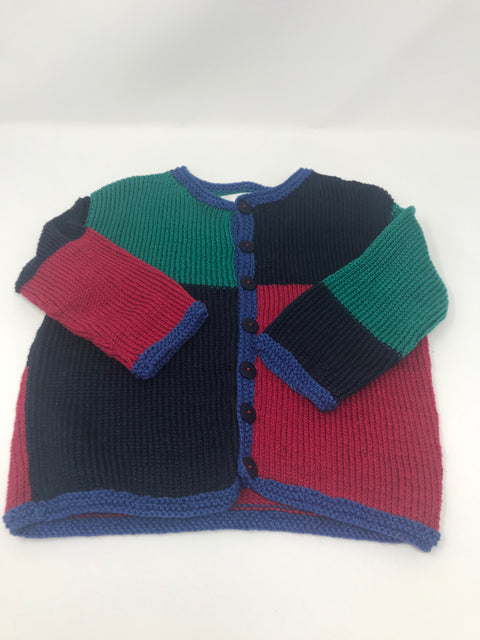 2 Y Navy, Green & Red Colorblock Cotton Knit Cardigan