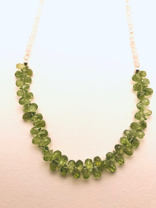 Necklace with Peridot, White Topaz,  Hill Tribe Sterling Silver