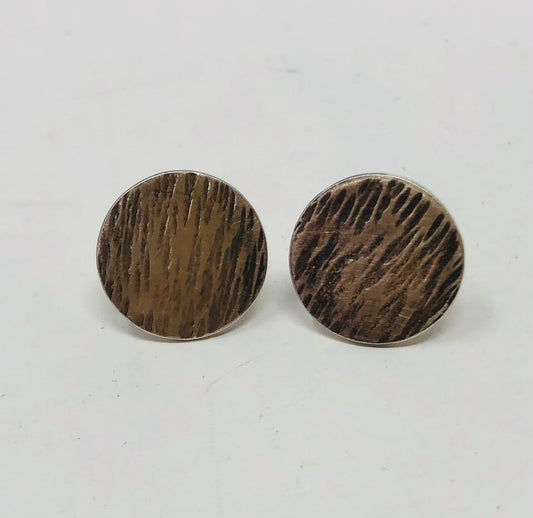 Medium Textured Disc Studs Oxidized Sterling Silver