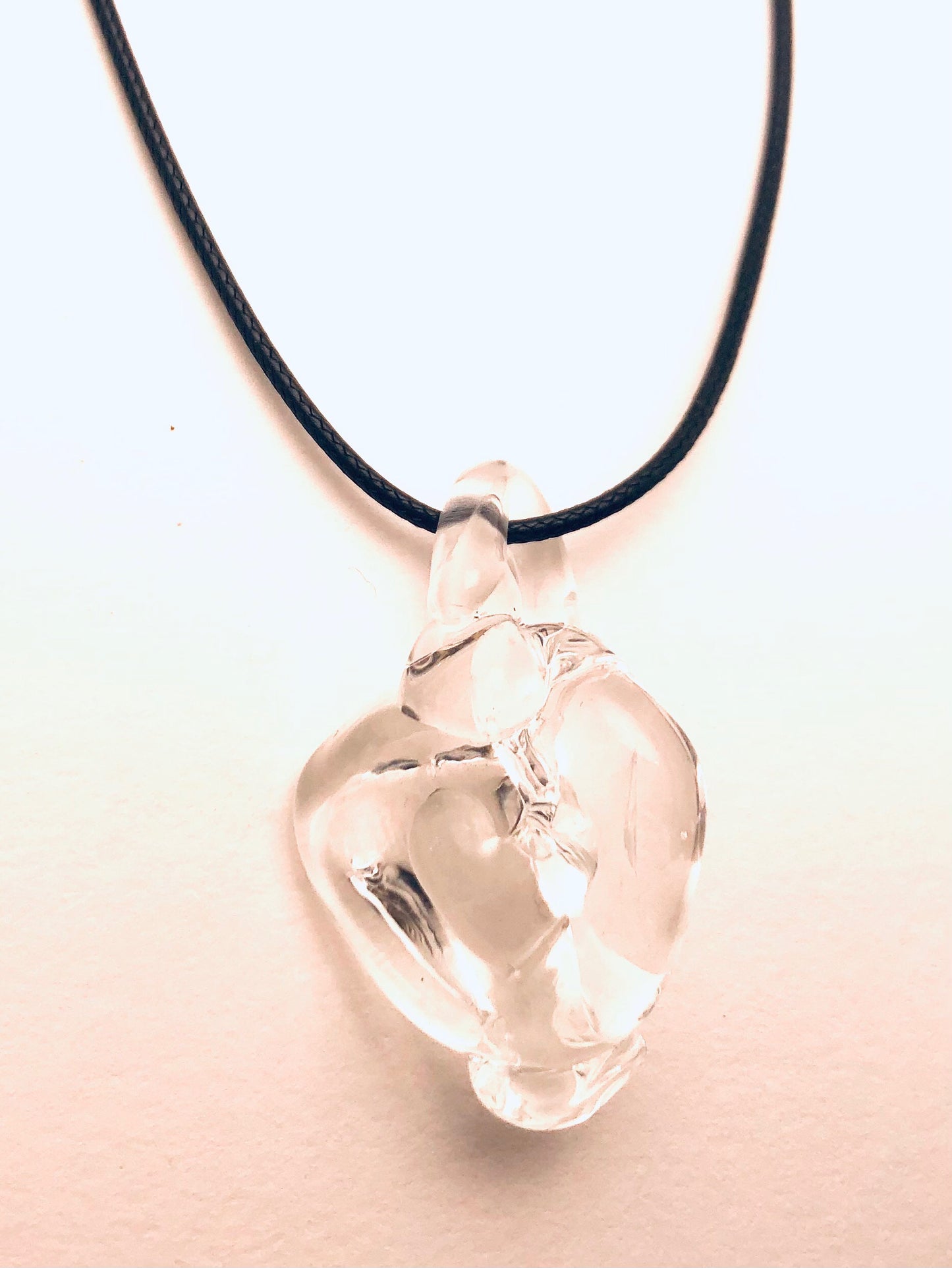 Necklace with fused Glass Pendant, small Pendant, clear glass, heart shaped