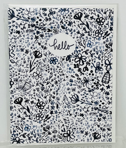 Indigo Butterfly Garden Hello Card