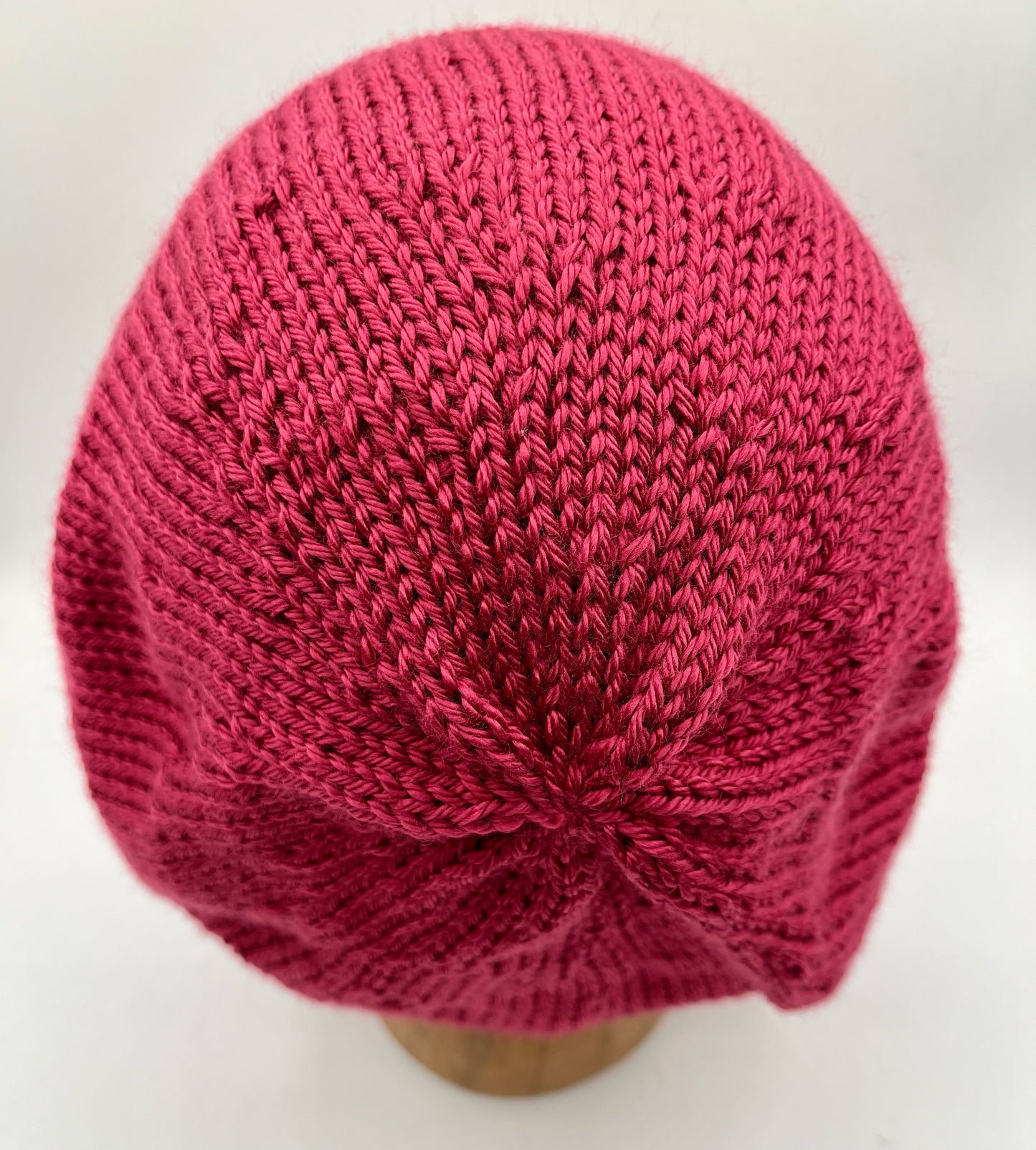 Fuschia Acrylic Stockinette Knit Slouch Hat