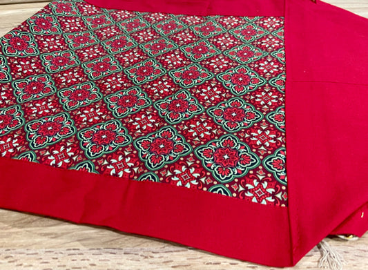 Print Table Runner with Red Trim