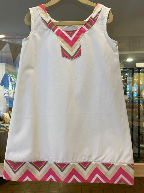 4 T White Pink Chevron Dress