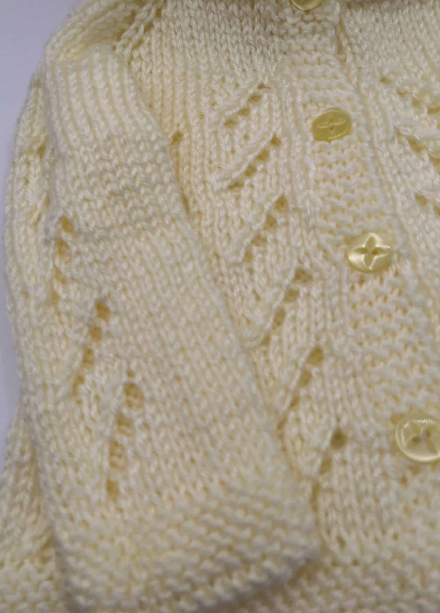 12-18M Lemon Yellow Lacework Acrylic Knit Cardigan and Hat