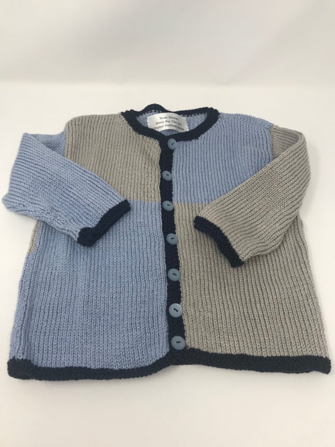 4 Y Blue & Gray Cotton Colorblock Cardigan