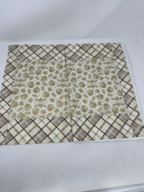 Neutral Metallic Plaid Table Runner