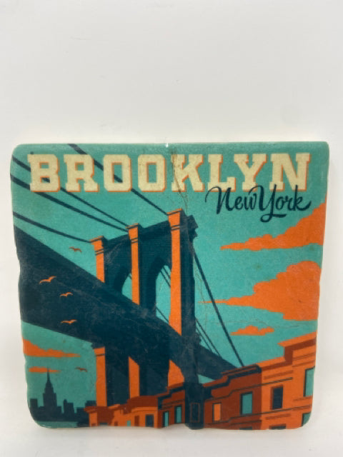 American Cities Brooklyn Coaster, Orange/Turquoise