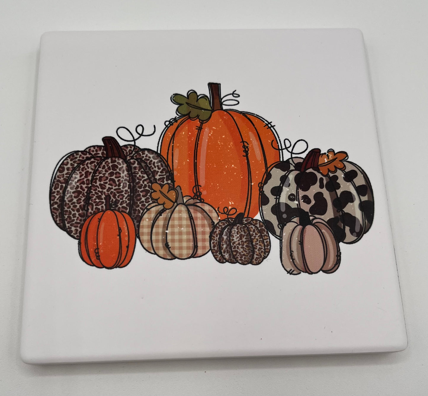 Ceramic Coasters with Cork Backing - Pumpkins