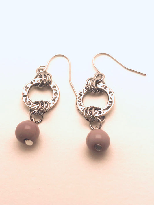 Pastel Purple Glass Beaded Earrings