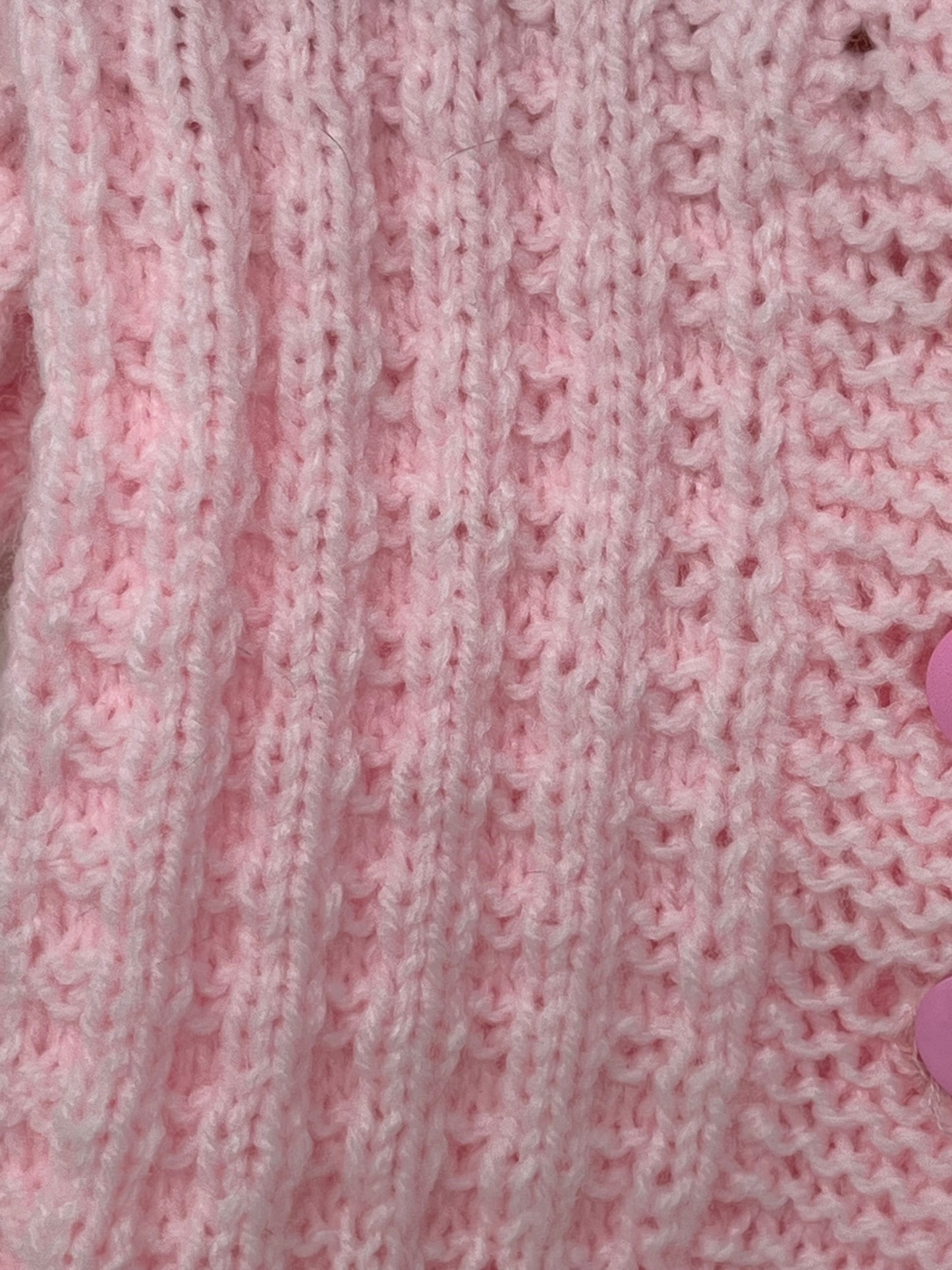 0 -3 M Pink Acrylic Blend Cardigan & Hat