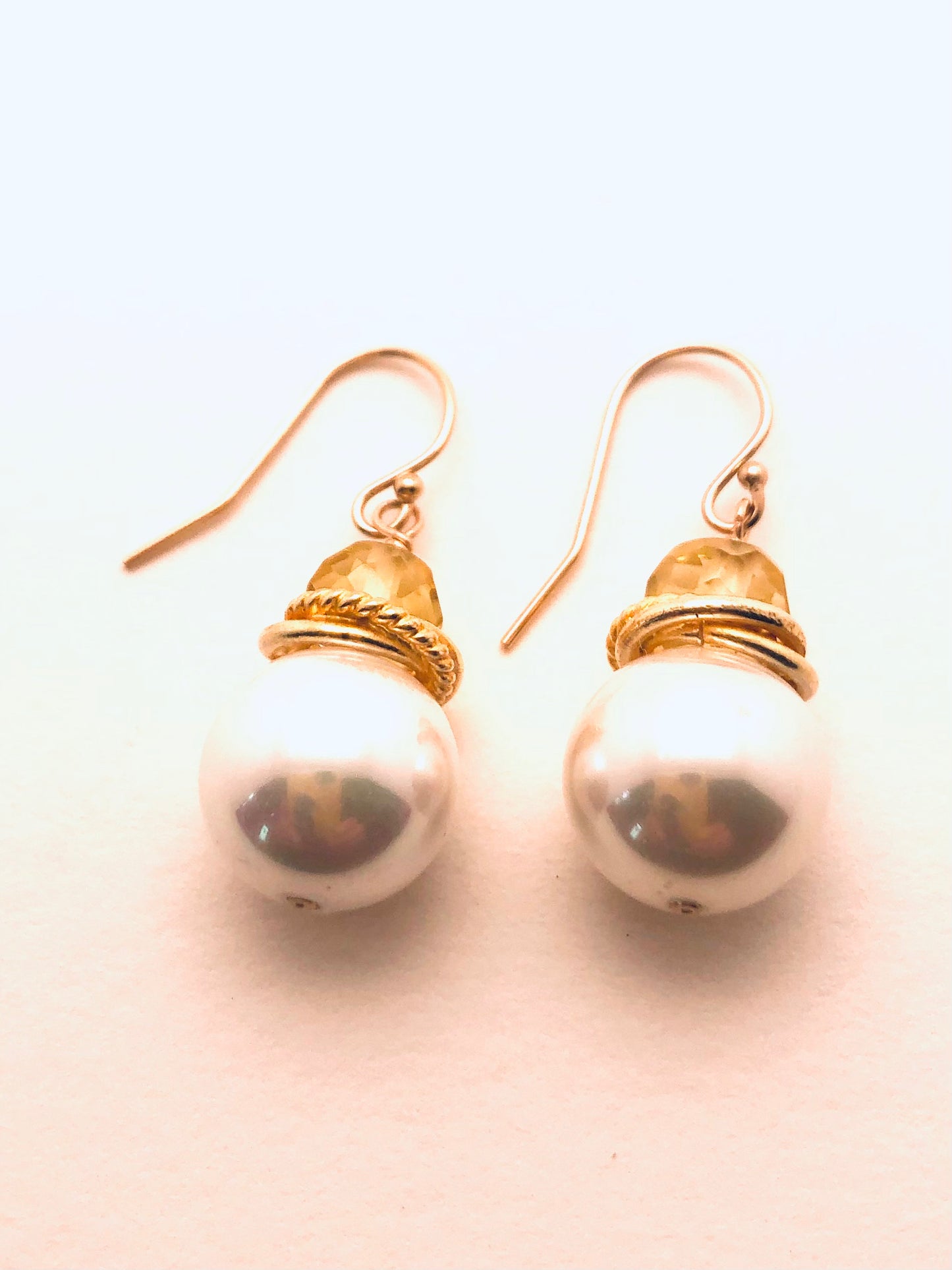 Mother of Pearl with Lemon Citrine Earrings