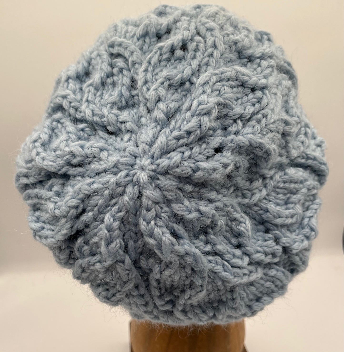 Light Blue Wool Cabled Knit Beanie