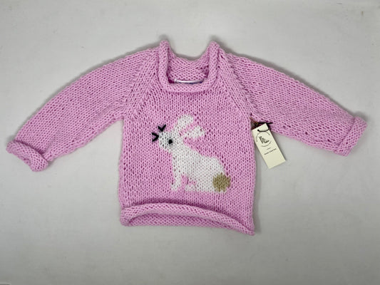 12 M Pink Acrylic Sweater with White Bunny