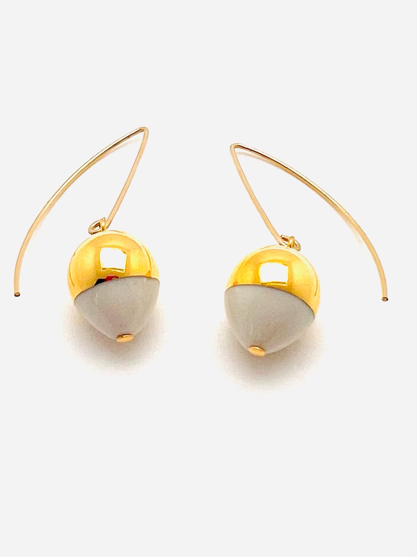 Gold Dipped Acorn Earrings White